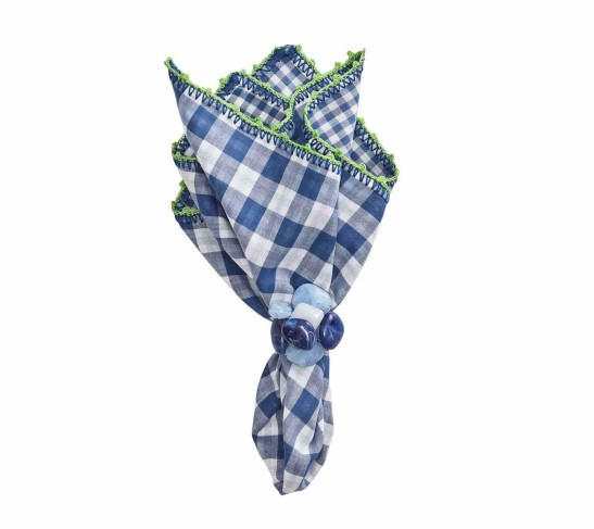 Check Napkin in White, Blue, & Green, Set of 4