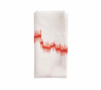 Brushstroke Napkin in Orange & White, Set of 4
