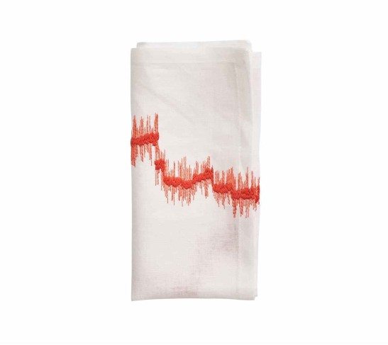 Brushstroke Napkin in Orange & White, Set of 4