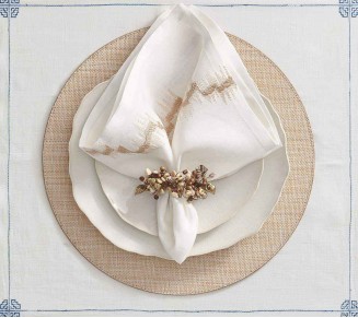 Brushstroke Napkin in White & Natural, Set of 4