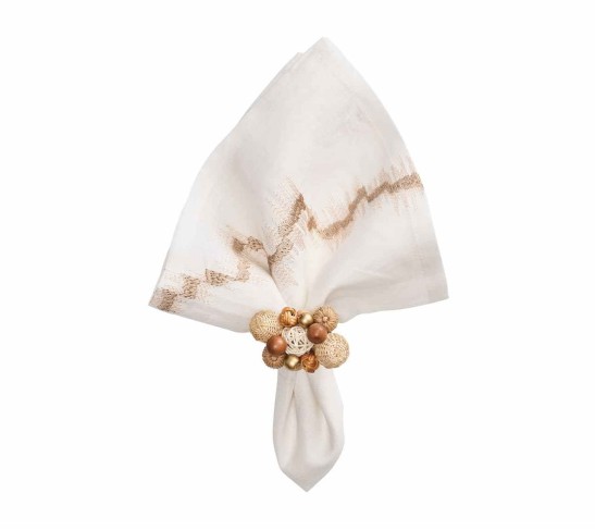 Brushstroke Napkin in White & Natural, Set of 4