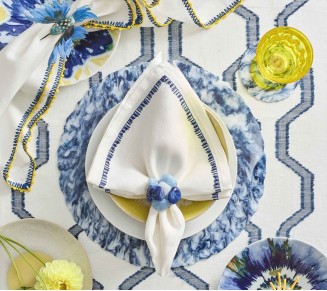 Filament Napkin in White & Navy, Set of 4