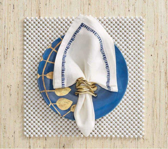 Filament Napkin in White & Navy, Set of 4