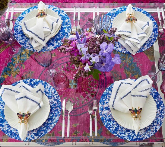 Filament Napkin in White & Navy, Set of 4