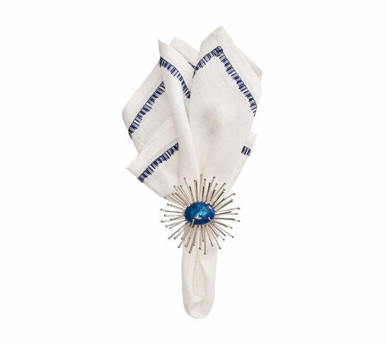 Filament Napkin in White & Navy, Set of 4