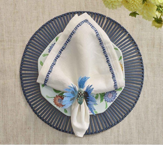 Filament Napkin in White & Navy, Set of 4