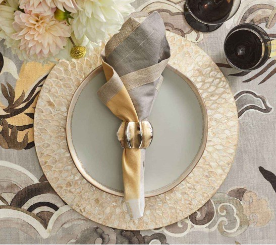 Desert Napkin Ring in Gold & Silver, Set of 4
