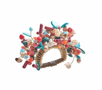 Cozumel Napkin Ring in Coral & Turquoise, Set of 4