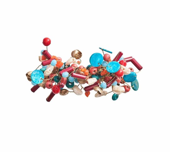 Cozumel Napkin Ring in Coral & Turquoise, Set of 4