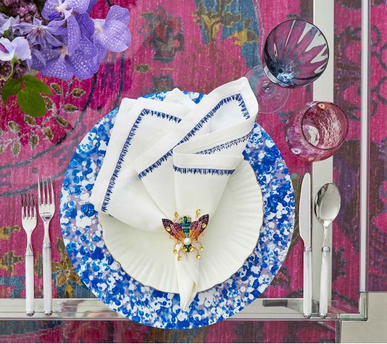 Glam Fly Napkin Ring in Multi, Set of 4 in a Gift Box