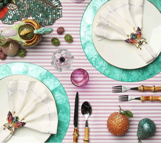 Glam Fly Napkin Ring in Multi, Set of 4 in a Gift Box