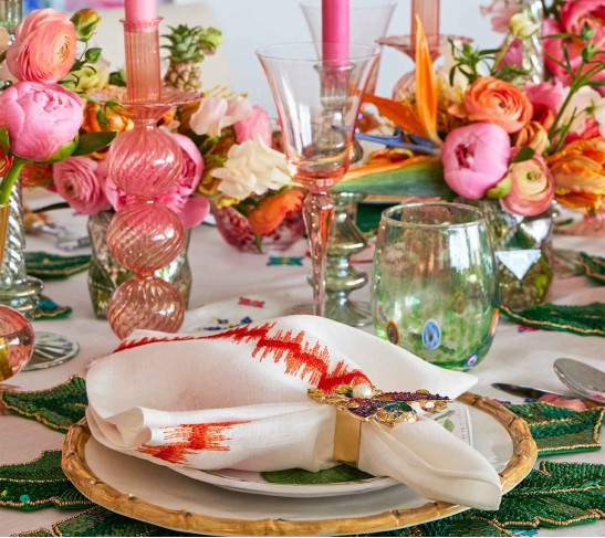 Glam Fly Napkin Ring in Multi, Set of 4 in a Gift Box