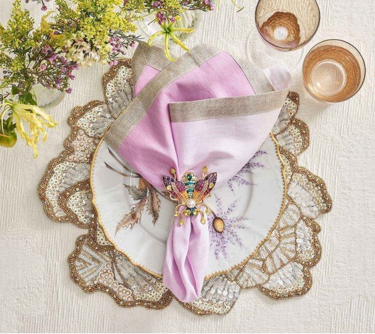 Glam Fly Napkin Ring in Multi, Set of 4 in a Gift Box