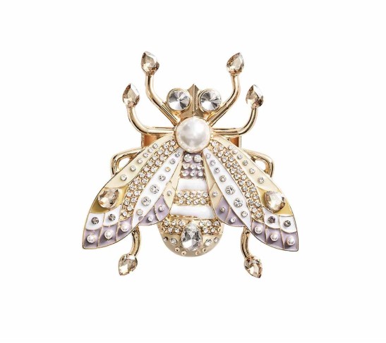 Glam Fly Napkin Ring in Ivory, Gold & Silver Set of 4 in a Gift Box