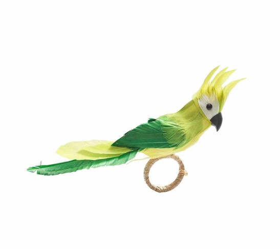 Parakeet Napkin Ring in Green, Set of 4