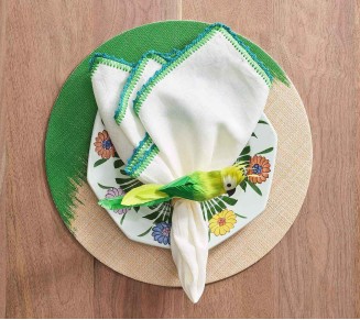 Parakeet Napkin Ring in Green, Set of 4