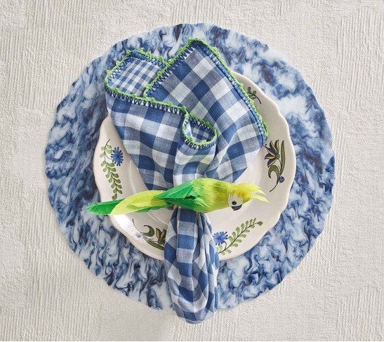 Parakeet Napkin Ring in Green, Set of 4