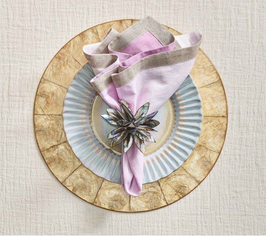 Shell Flower Napkin Ring in Multi, Set of 4