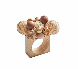 Java Napkin Ring in Natural & Brown, Set of 4