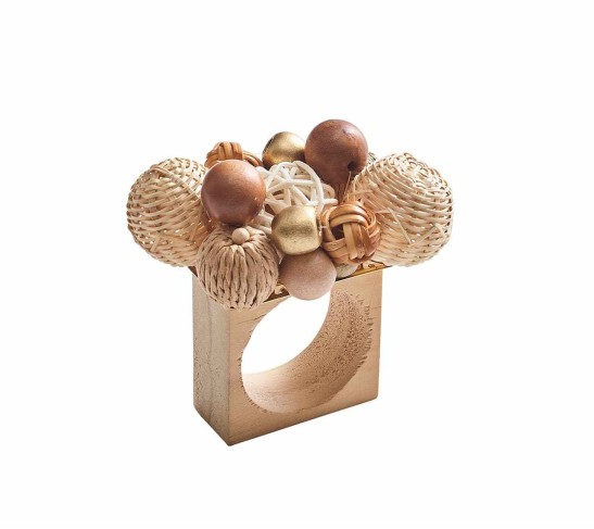 Java Napkin Ring in Natural & Brown, Set of 4