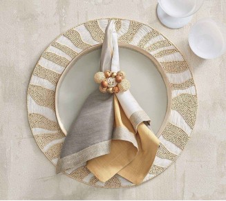 Java Napkin Ring in Natural & Brown, Set of 4