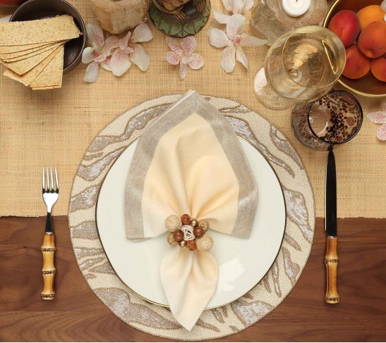 Java Napkin Ring in Natural & Brown, Set of 4