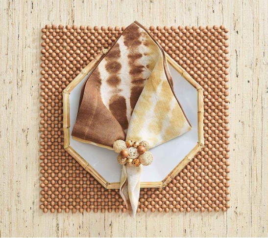 Java Napkin Ring in Natural & Brown, Set of 4