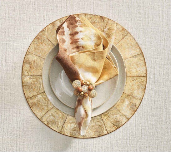 Java Napkin Ring in Natural & Brown, Set of 4