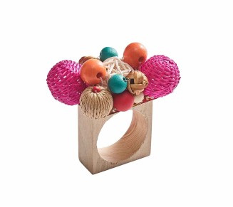 Java Napkin Ring in Multi, Set of 4