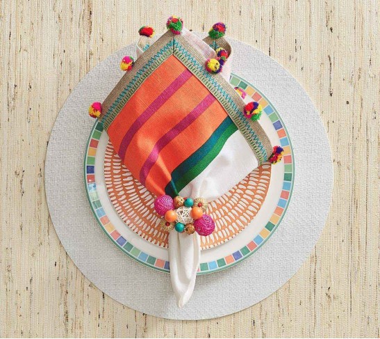Java Napkin Ring in Multi, Set of 4