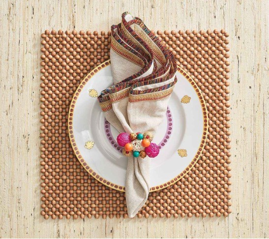 Java Napkin Ring in Multi, Set of 4