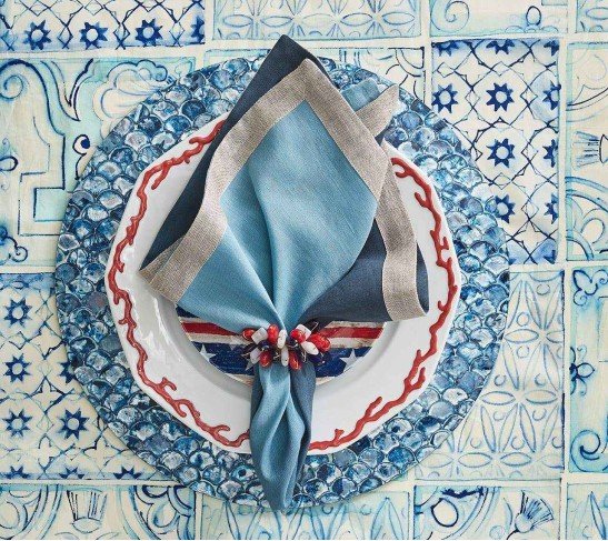 Camellia Placemat in Navy, Set of 4