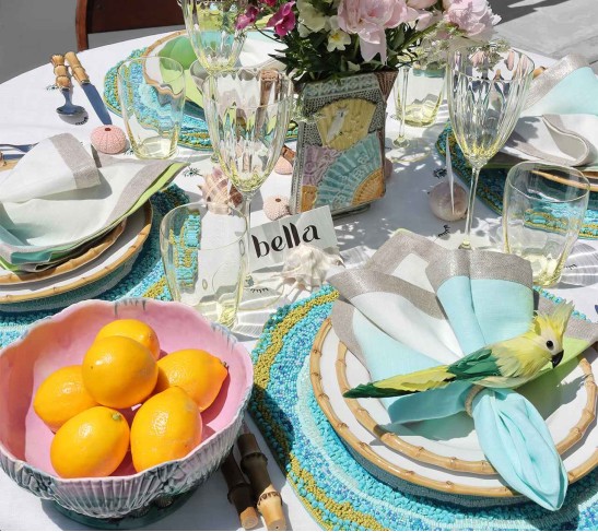 Zanzibar Placemat in Blue & Green, Set of 2