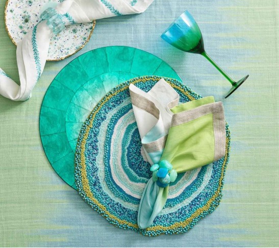 Zanzibar Placemat in Blue & Green, Set of 2