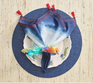 Saigon Placemat in Navy, Set of 4