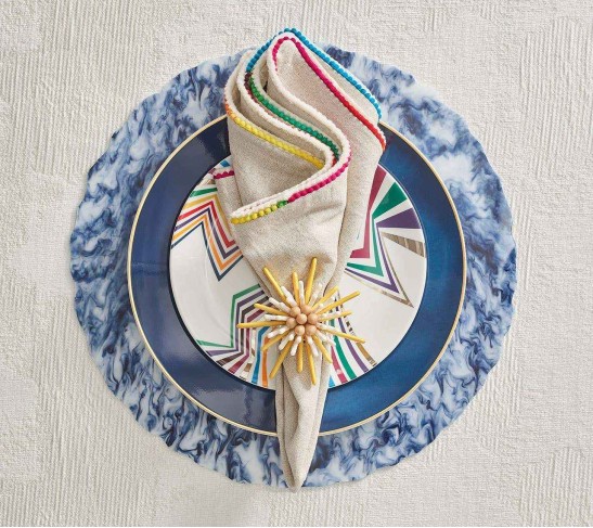 Waves Placemat in White & Navy, Set of 4
