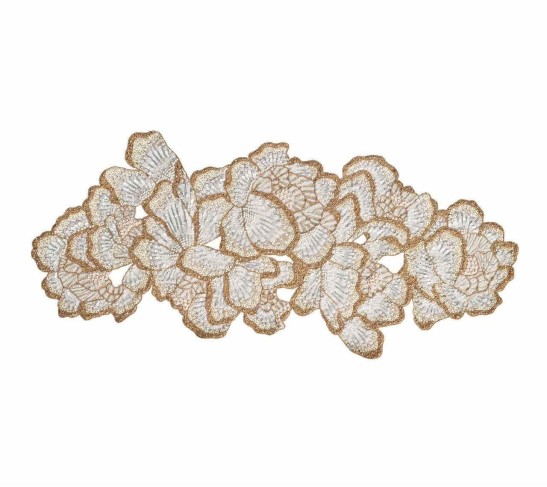 Botanica Table Runner in White, Gold, & Silver