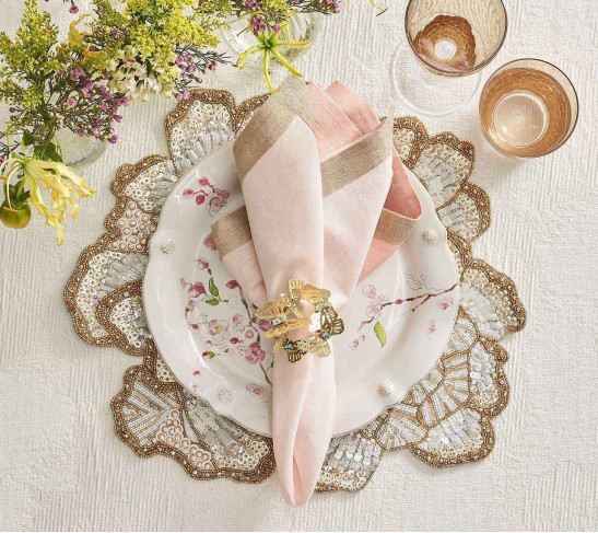 Butterfly Garden Napkin Ring in Gold & Silver, Set of 4