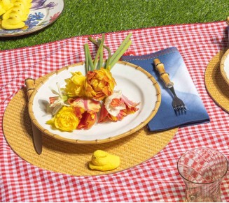 Check Tablecloth in Red & Navy