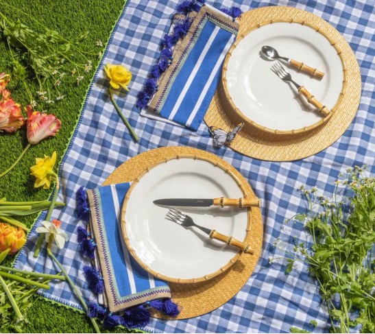 Check Tablecloth in Blue & Green