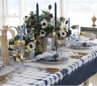 Duo Dye Tablecloth in Navy & Periwinkle