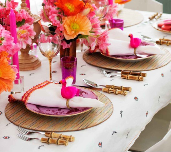 Bohemia Tablecloth in Pink & Orange