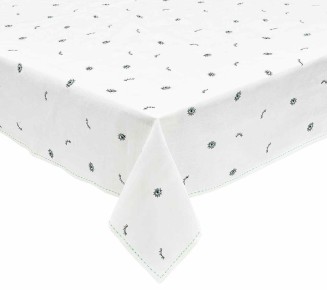 Bohemia Tablecloth in White & Seafoam