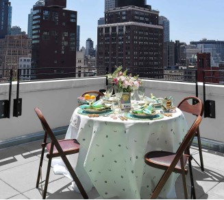 Bohemia Tablecloth in White & Seafoam