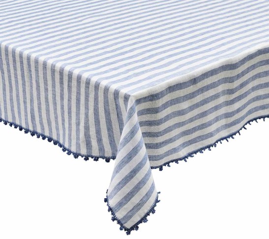 Linea Tablecloth in White & Blue