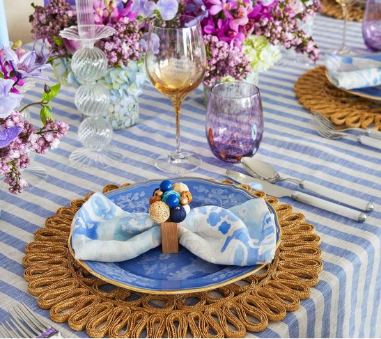 Linea Tablecloth in White & Blue