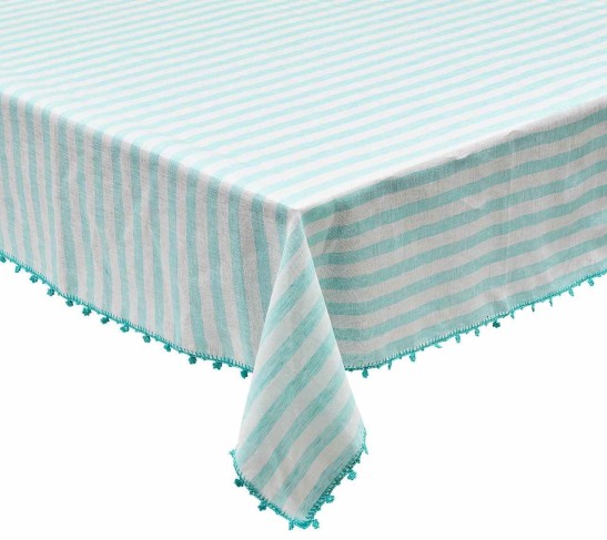Linea Tablecloth in White & Seafoam