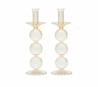 Iris Tall Candle Holder in Champagne, Set of 2 in a Box