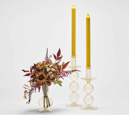 Iris Tall Candle Holder in Champagne, Set of 2 in a Box