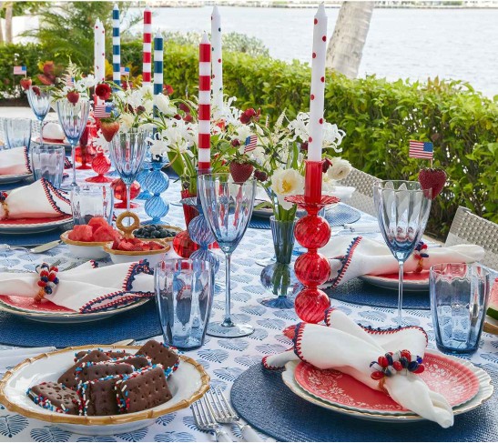 Iris Tall Candle Holder in Red, Set of 2 in a Box